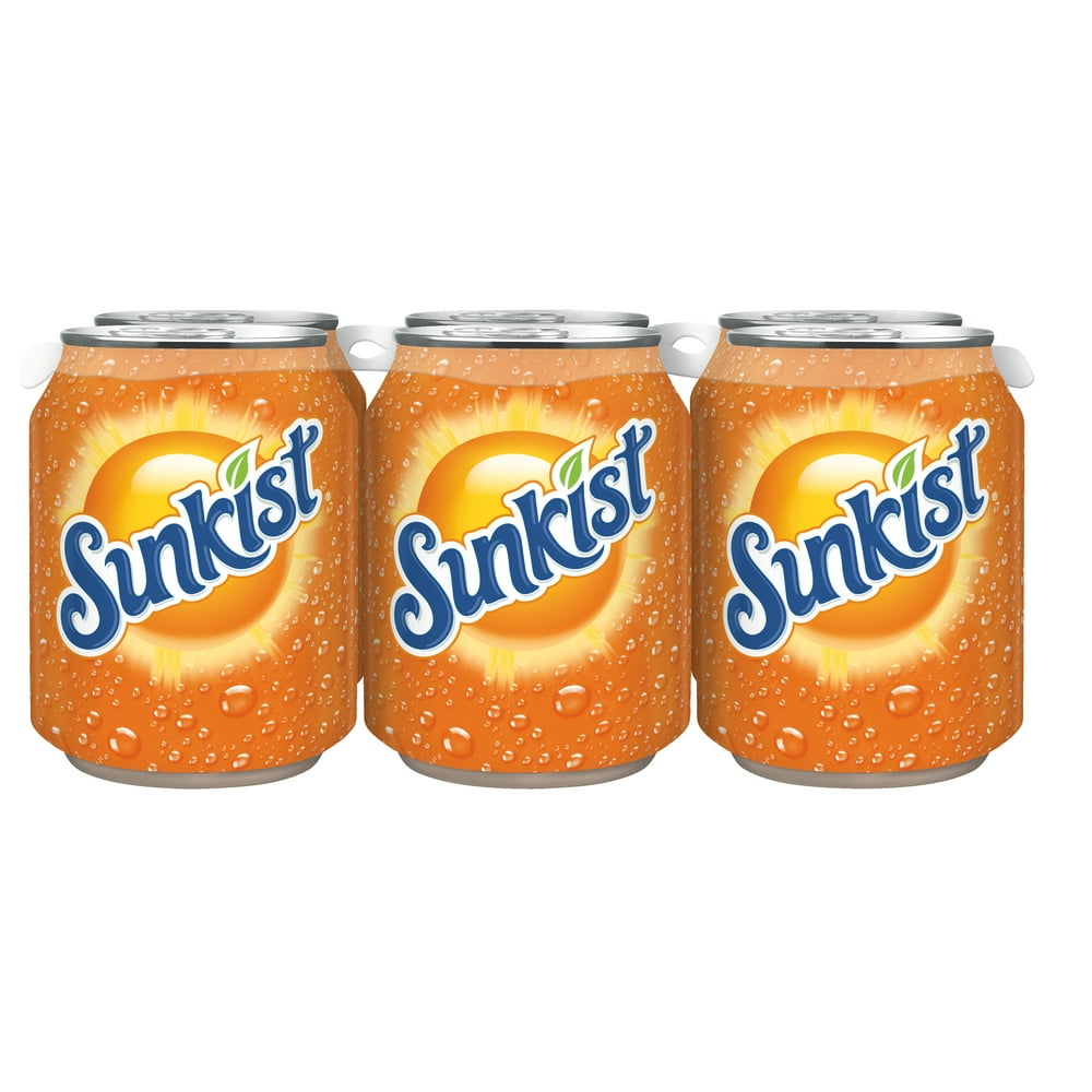 Sunkist Orange Soda, 8 fl oz cans, 6 pack