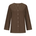thumbnail image 4 of Timegard Womens Tops 1/2 Sleeve V Neck Button down Shirts Casual Loose Lightweight Blouse Solid Color, 4 of 6