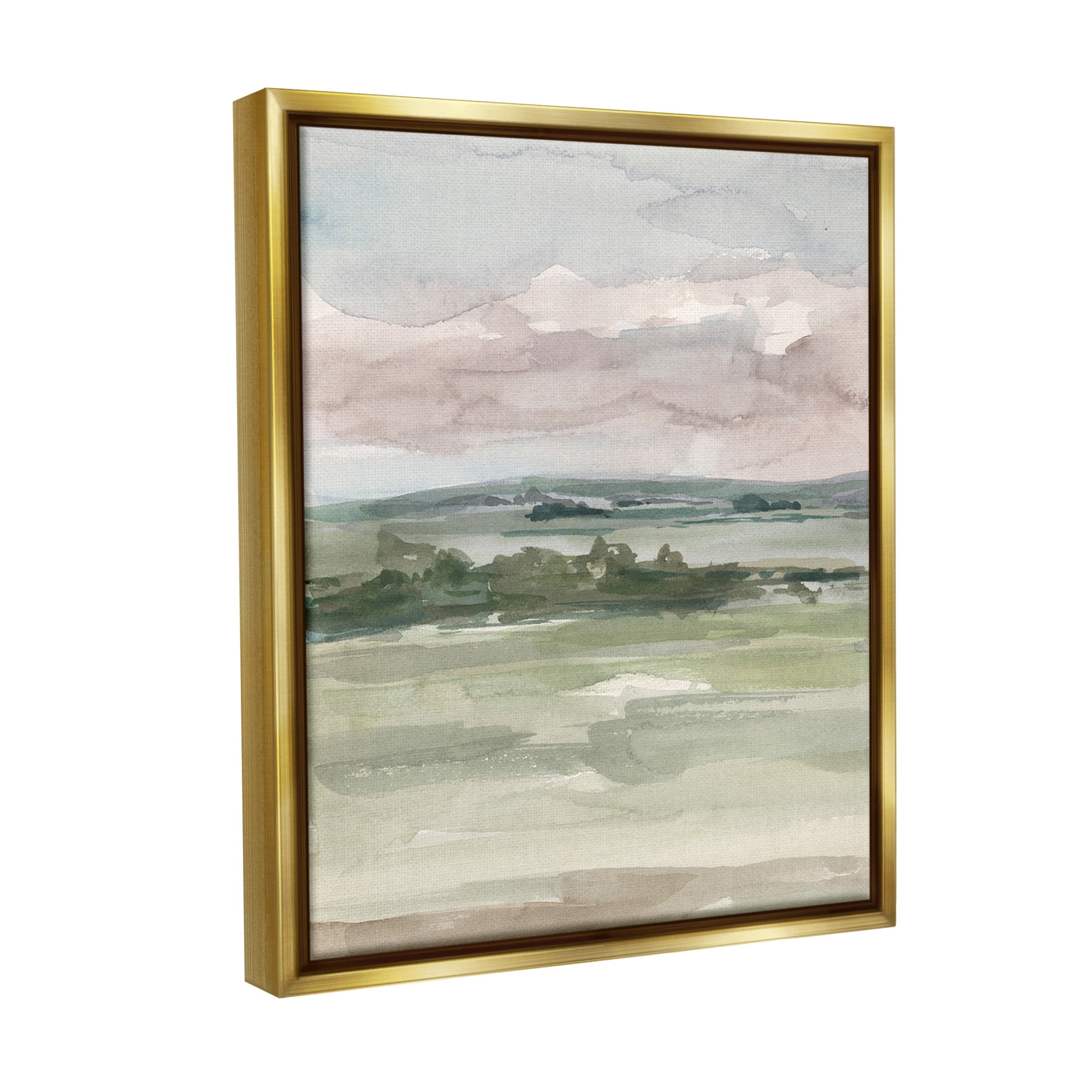 Stupell Industries Abstract Rural Landscape Landscape Painting Gold Floater Framed Canvas Art Print Wall Art, 25 x 31