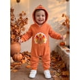 thumbnail image 6 of RUINIXCW Newborn Baby Girl Boy Thanksgiving Outfit Infant Girl Boy Fall Winter Clothes Warm Fleece Jumpsuit Turkey Embroidery Long Sleeve Hooded Romper, 6 of 10