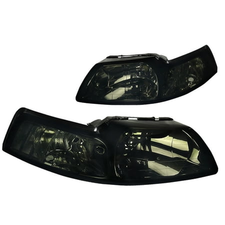 04 Ford Mustang Spec - Spec-D Tuning 1999-2004 Ford Mustang Smoke Lens Front Driving Headlights Tinted Head Lamps (Left + Right) 1999 2000 2001 2002 2003 2004