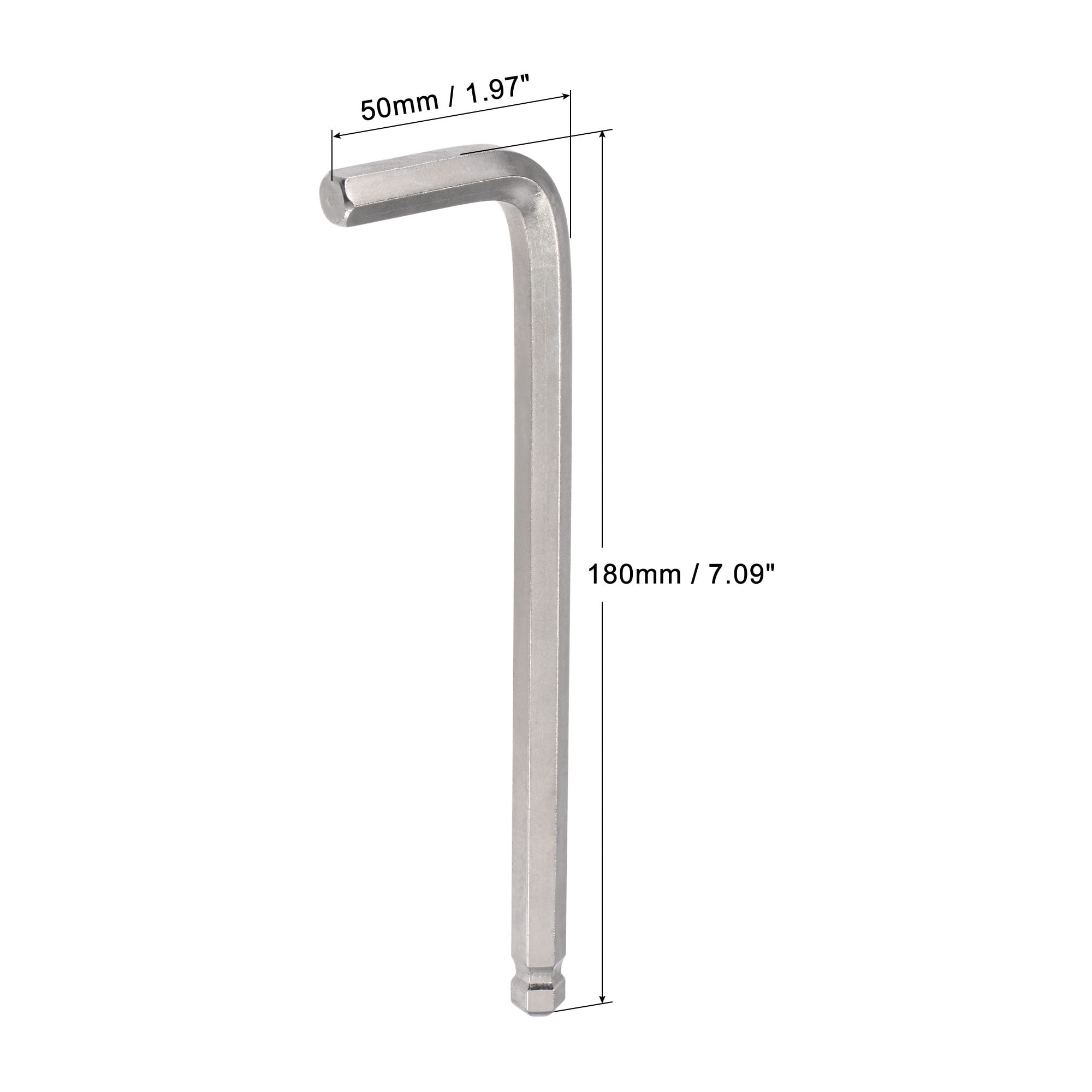 Unique Bargains Ball End Hex Key Wrench L Shaped Long Arm CR-V Silver 3/8"