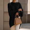 thumbnail image 6 of Vivianyo HD Women's Crew Neck Oversized Knit Tunic Sweater, Batwing Long Sleeve Loose Fit Pullover For Women, Fall Winter Longline Top for Brunch Meetings and City Walks, Size S-3XL, 6 of 7