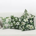 thumbnail image 3 of PBOBRIICH Green Throw Pillow Covers Set of 4,White Flower Linen Pillowcase for Living Room Bedroom Decor,18x18 Inch, 3 of 5