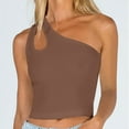 thumbnail image 2 of GigrtiJin Womens Sleeveless One Shoulder Crop Top Slim Short Open Casual Fashion Solid Color Bottom Tops Blouses, 2 of 6