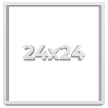 24x24 Shadow Box Frame White | 1 Inches Deep Real Wood Contemporary Shadowbox Display Frame | UV