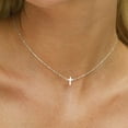 thumbnail image 2 of Turandoss 14K White Gold Plated Dainty Tiny Cross Choker Pendant Necklace for Women Faith Jewelry Trendy Personalizedt First Communion Christian Religious Gifts for Her Girls, 2 of 6