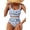 Blue, variant on SHEWIN Women's Bikini Sets Floral Print Whip Stitch 2 Piece Swimsuits High Waisted Scoop Bathing Suits