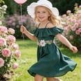 thumbnail image 6 of HCNTES Toddler Girls Baby Summer Dress Ruffle Sleeve Casual Party Dress for Little Children Big Kids 1-6T 7-12T(3-4 Years,H03-Dark Green), 6 of 9