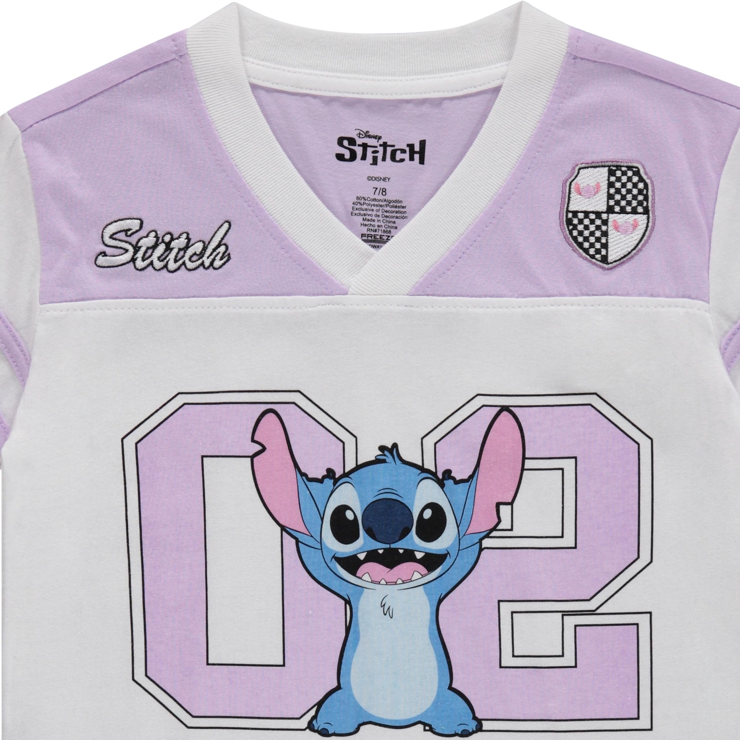 Disney Girls Lilo and Stitch Embroidered Soccer Jersey and Shorts Clothing Set- Little and Big Girls Sizes 4-16