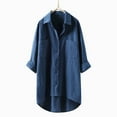 thumbnail image 5 of Fall Shirts for Women 2025 Solid Color Lapel Button Down Cotton Linen Loose Blouse Tops Long Sleeve Shirts for Women, 5 of 7