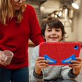 thumbnail image 6 of Kids Case for Samsung Galaxy Tab A9 8.7" 2023 SM-X110 / SM-X115 with Pencil Holder, Lightweight Shockproof Stand Anti-Slip Rugged Silicone PC Case Cover for Boys Girls for Tab A9, Red+Blue, 6 of 8