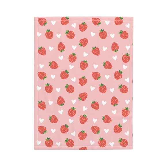 Picia Strawberry Pattern Baby Soft Dot Blanket with Silky Satin Backing Baby Gifts for Boys and Girls (30" x 40")