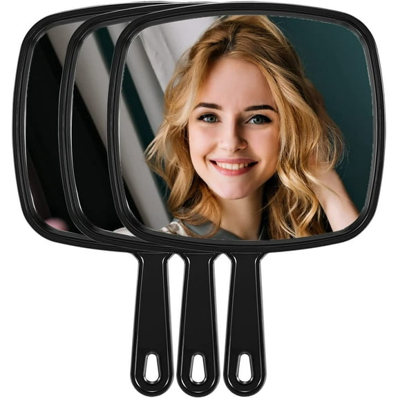 Hand Mirror, Extra Large Barber Hairdressing Handheld Mirror with Handle for Salon, Square