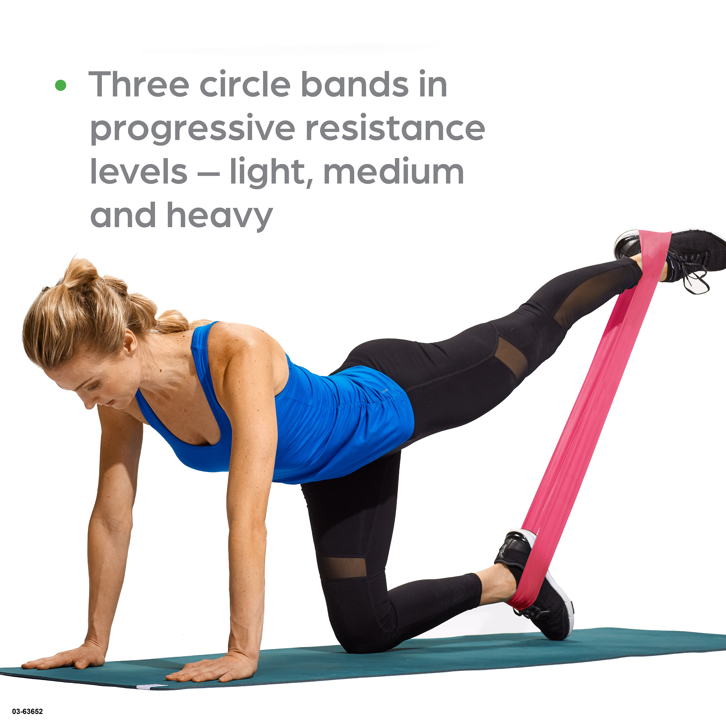 Gaiam Loop Band Kit, Includes Light, Medium and Heavy Resistance Levels, 3 Pk - image 4 of 6