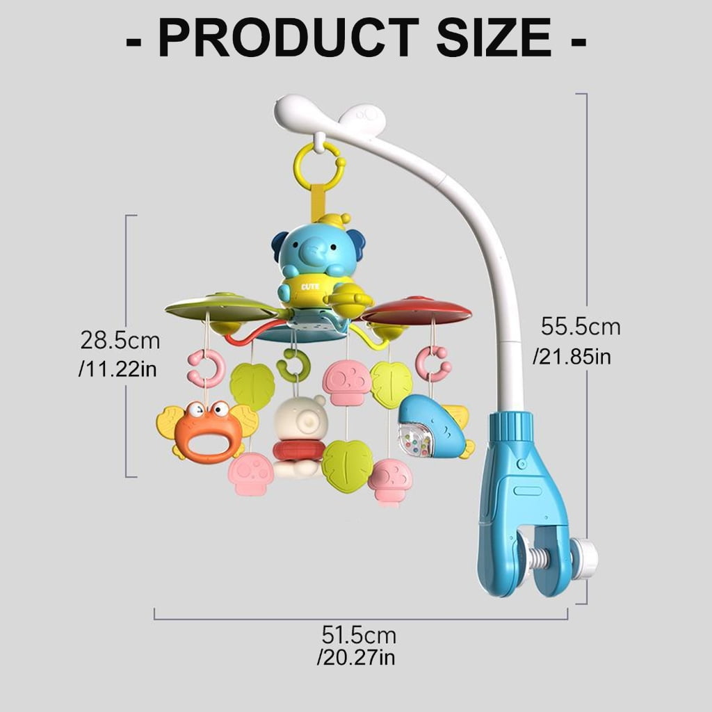 Zeiwohndc Cartoon Elephant Baby Sleep Toy Rotating Music Mobile Infant Crib Hanging Toy