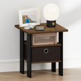 thumbnail image 2 of Furinno TIDUR Open Shelf Nightstand with Storage Bin. End Table. Columbia Walnut, 2 of 5