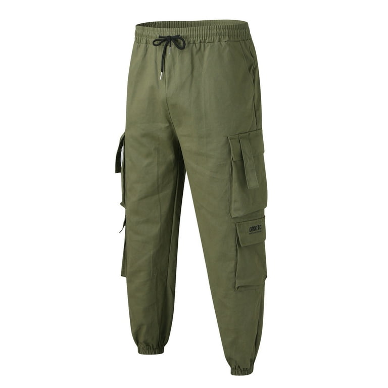 Khaki Cargo Pants For Men Men Fashion Sports Casual Pants Elastic Waist  Straight Leg Loose Pants