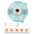 thumbnail image 6 of 15 Inch Round Placemats Set of 4, Teal Summer Coastal Non Slip Heat Insulation PP Table Mats, Modern Ocean Waves Starfish Shell Washable Place Mats for Kitchen Dining Party Table Decor, 6 of 7