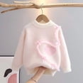 thumbnail image 6 of Little Girls Ruffle Bow Heart Fuzzy Knit Sweater Long Sleeve Soft Warm Crew Neck Fall Winter Kids Pullover White 12-13 Years, 6 of 7