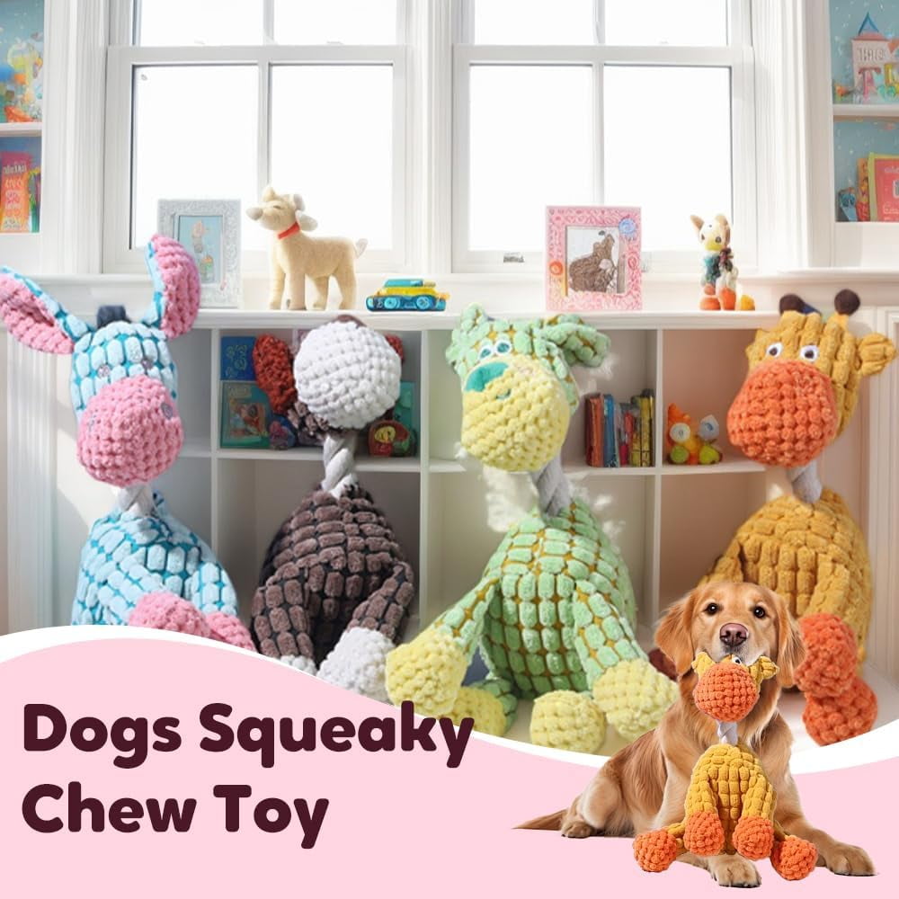 2026 New Dog Toys, Indestructible Plush Dog Toy for Aggressive Chewers, Interactive Squeaky Soft Puppy Chew Toy, Durable Teething Toys for Small Medium Large Dogs