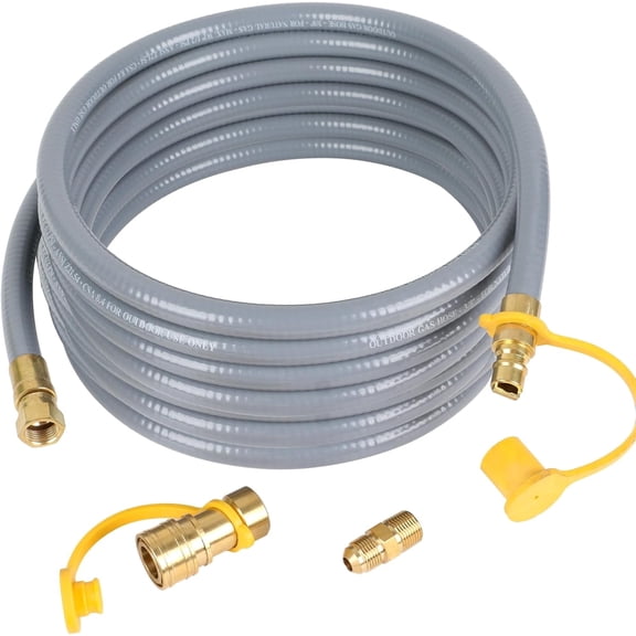 3/8" ID Natural Gas Hose,24FT Natural Gas Quick Connect Hose For Generator, Patio Heater, Grill Griddle, And Outdoor Ng/Lp Propane Appliance