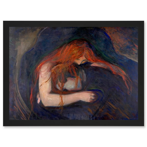 Munch Vampire 1895 Painting Gothic Dark Artwork Framed Wall Art Print A4