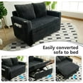 thumbnail image 6 of 53" Convertible Corduroy Loveseat Sofa Bed with USB Charging, Cup Holders & Side Storage – Soft Corduroy Sleeper Sofa Lounge Recliner Chaise Daybed for Living Room, Bedroom, Office, Dark Gray, 6 of 6