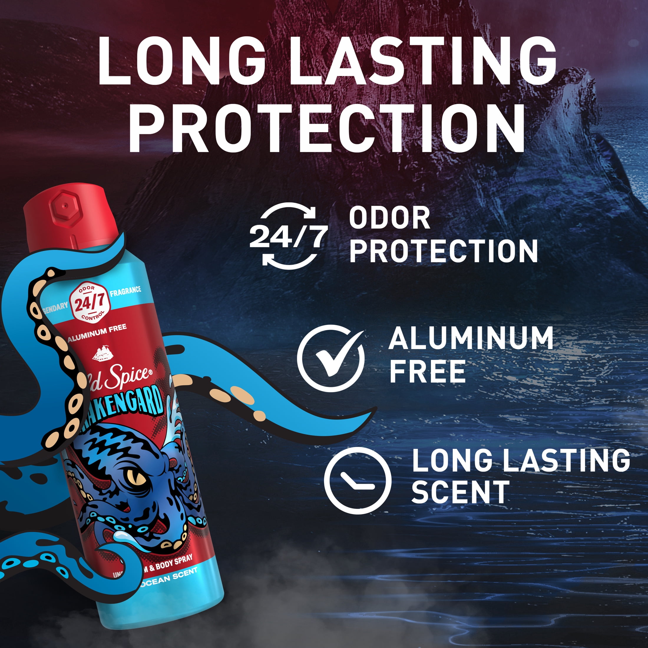 (6 pack) Old Spice Aluminum Free Body Spray for Men, Krakengard, 2/5.1 oz