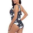 thumbnail image 4 of Pofeuu Swan And Flowers1 Print Women's One Piece Swimsuits One Shoulder Swimwear Asymmetric Ruffle Monokinis Bathing Suits-Large, 4 of 6