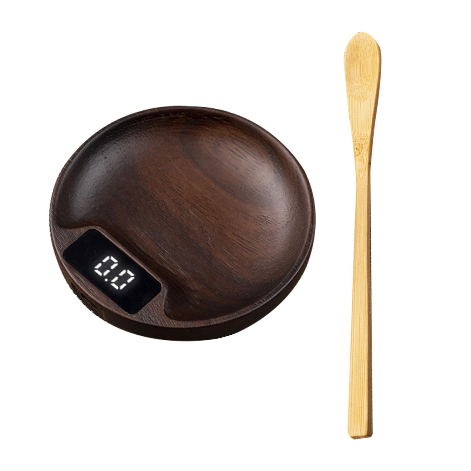 Fiocias Wood Electronic Tea Scale Birthday Gifts with Wooden Spoon High Accuracy Jewelry A