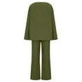 thumbnail image 6 of 2 Piece Plus Size Outfits for Women Fall Loose Cotton Linen Loungewear Set Long Sleeve Crew Neck Tops Wide Leg Pants Suit, Green, S, 6 of 7
