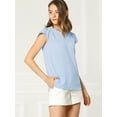 thumbnail image 4 of Allegra K Camiseta Manga Tulipán Cuello En V Básico Para Mujer Gris azul XS, 4 of 6