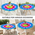 thumbnail image 7 of Colorful Tie Dye Lotus Pattern Round Fitted Tablecloth with Elastic Edge,Dining Table Cover Waterproof,Outdoor Round Tablecloth for Camping,Dining,Indoor and Outdoor, 7 of 7