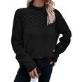 thumbnail image 3 of Women's High Neck Knit Sweater Winter Warm Long Sleeve Pullover Solid Color Casual Top, 3 of 9