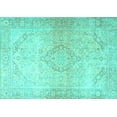 thumbnail image 1 of Ahgly Company Machine Washable Indoor Rectangle Persian Turquoise Blue Traditional Area Rugs, 7' x 9', 1 of 4