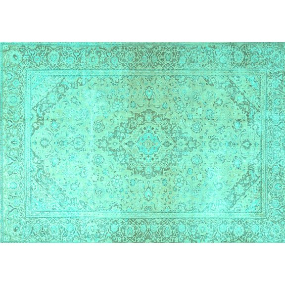Ahgly Company Indoor Rectangle Persian Turquoise Blue Traditional Area Rugs, 5' x 7'