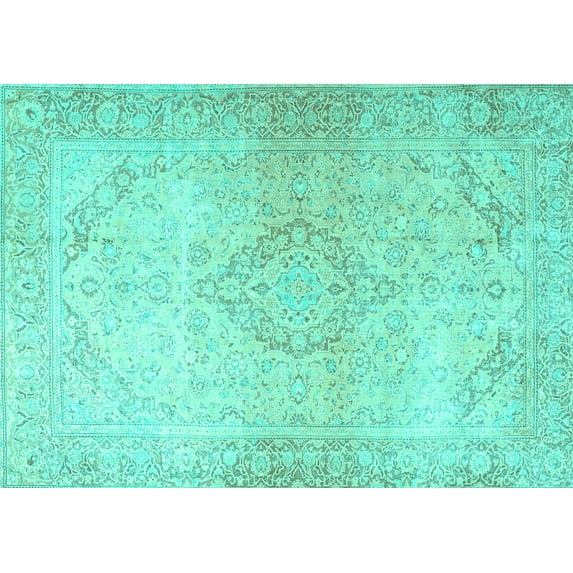 Ahgly Company Machine Washable Indoor Rectangle Persian Turquoise Blue Traditional Area Rugs, 3' x 5'