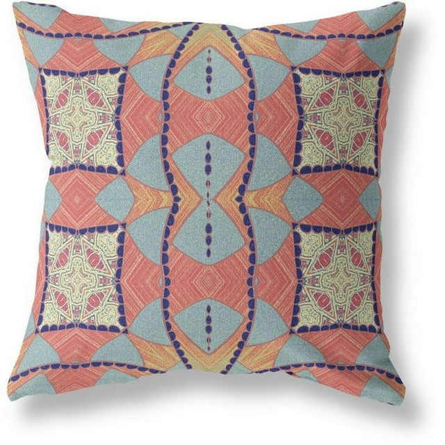 Cercle Cosmique Pulvérise Intérieur / Extérieur Tissu Oreiller en Rouge Indigo 20x20