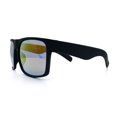thumbnail image 6 of Mens Color Mirror Soft Matte Flat Top Sport Horn Rim Rectangle Sunglasses Matte Black - Orange Mirror, 6 of 8