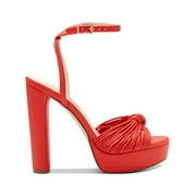 JESSICA SIMPSON Womens Red 1" Platform Adjustable Ankle Strap Immie Peep Toe Block Heel Buckle Dress Sandals 9.5 M