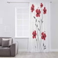 thumbnail image 3 of Red Floral Spring Semi Sheer Curtains Drapes for Living Room, Bedroom, French Doors Window 72 Inches Long, Summer Botanical Pastoral Elegant Rod Pocket Chiffon Curtain Drapery Voile Draperies Panel, 3 of 6