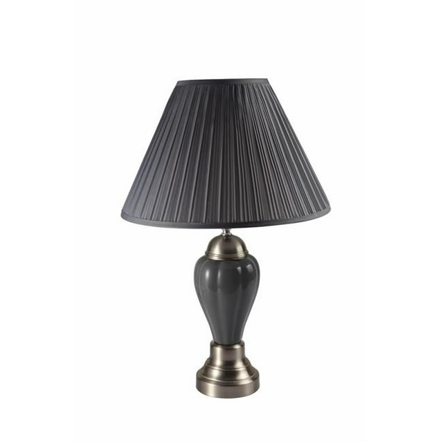 HomeRoots 468530 Lampe de Table Argent & Gris Foncé avec Abat-Jour Gris Foncé