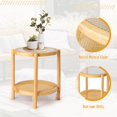 thumbnail image 6 of IVV 19.7" Round Side Table with Glass Top and Hand-Woven Rattan Shelf, Natural Rubberwood Frame Small End Table for Living Room, Balcony, Patio, 6 of 9