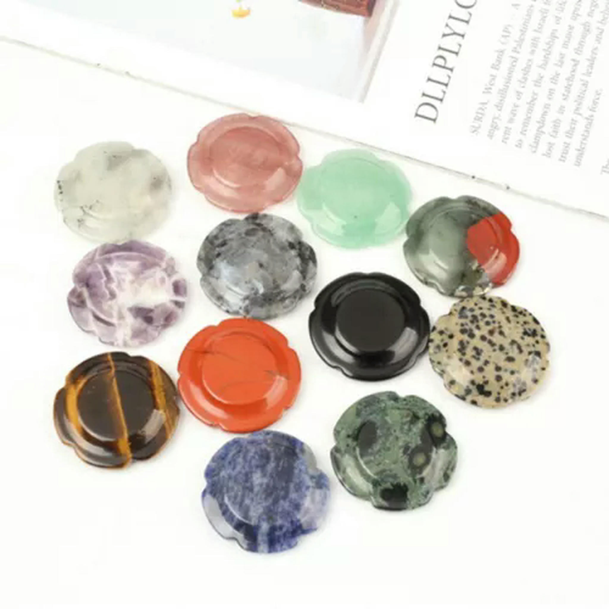 EOEMY Natural Plum Blossom Flowers Thumbstone Decompression Worrystone Healing Gift-10Pcs-Dragon Bloodstone