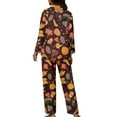 thumbnail image 2 of Renewold Softness Women Pajama Long Sleeve Tee Pants Bottoms Set 2 Pieces Fall Pumpkins Pine Cones Athletic Clothing Thermal Button Nightwear PJ Thanksgiving Lounge T-shirt Size 2XL, 2 of 6