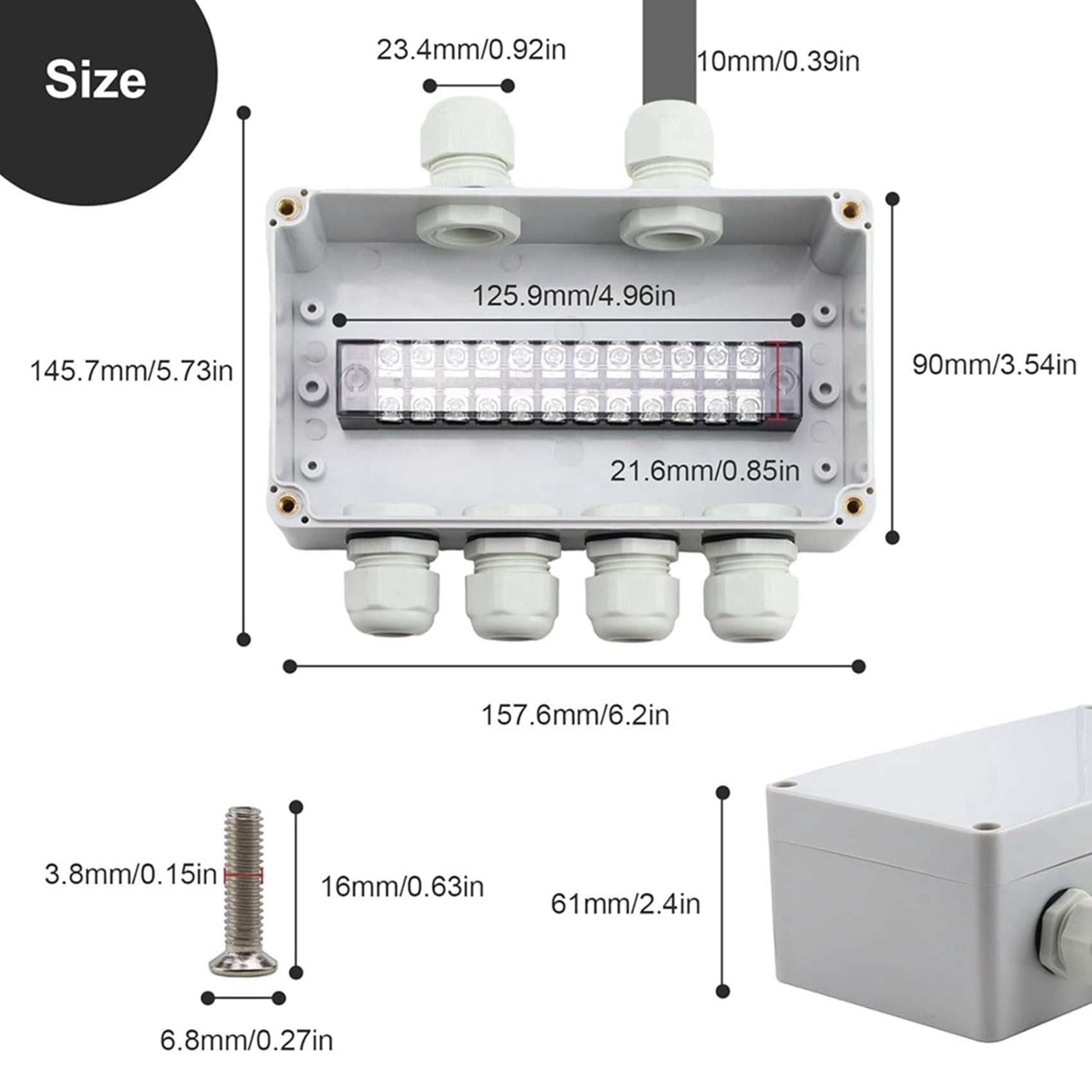 4X IP66 Waterproof Junction Box 2 in 4 Out Waterproof Electrical Box for Diameter 4-8 mm Wire