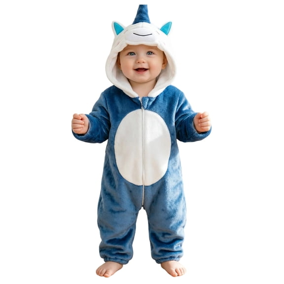 OJSFQUFP Infant and Toddler Flannel Bodysuit Cute Cartoon Soft and Comfortable Hooded Romper for Fall and Winter.