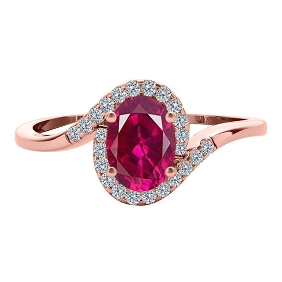 AoneJewelry 10K 1.00 Carat Diamond and Oval Shape Gemstone Ring In Rose, White & Yellow Gold