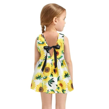 

Hunpta 1-6Y Toddler Baby Kids Girls Sleeveless Printed Sunflower Skirt Princess Dresses Clothes